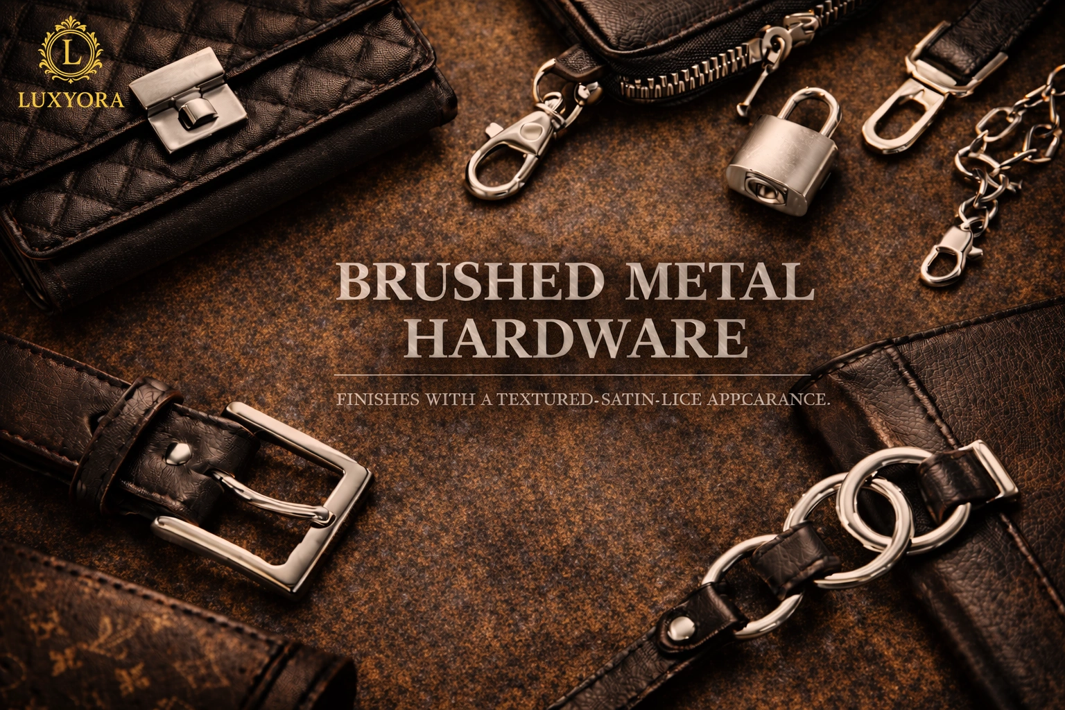 Brushed metal hardware