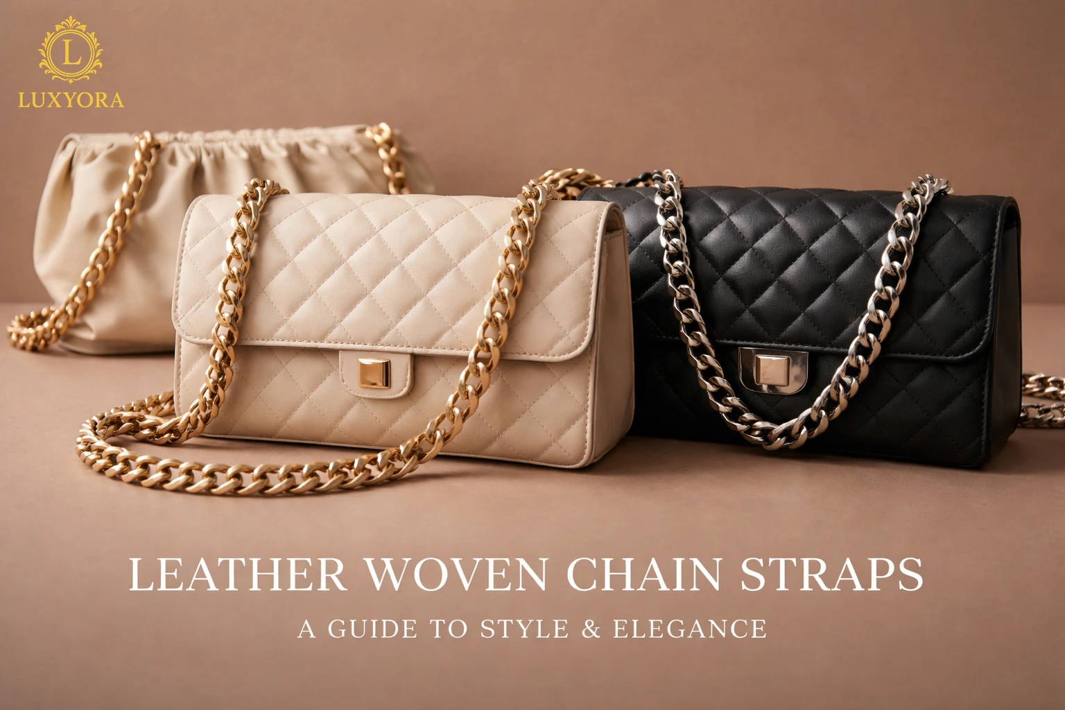 leather woven chain strap