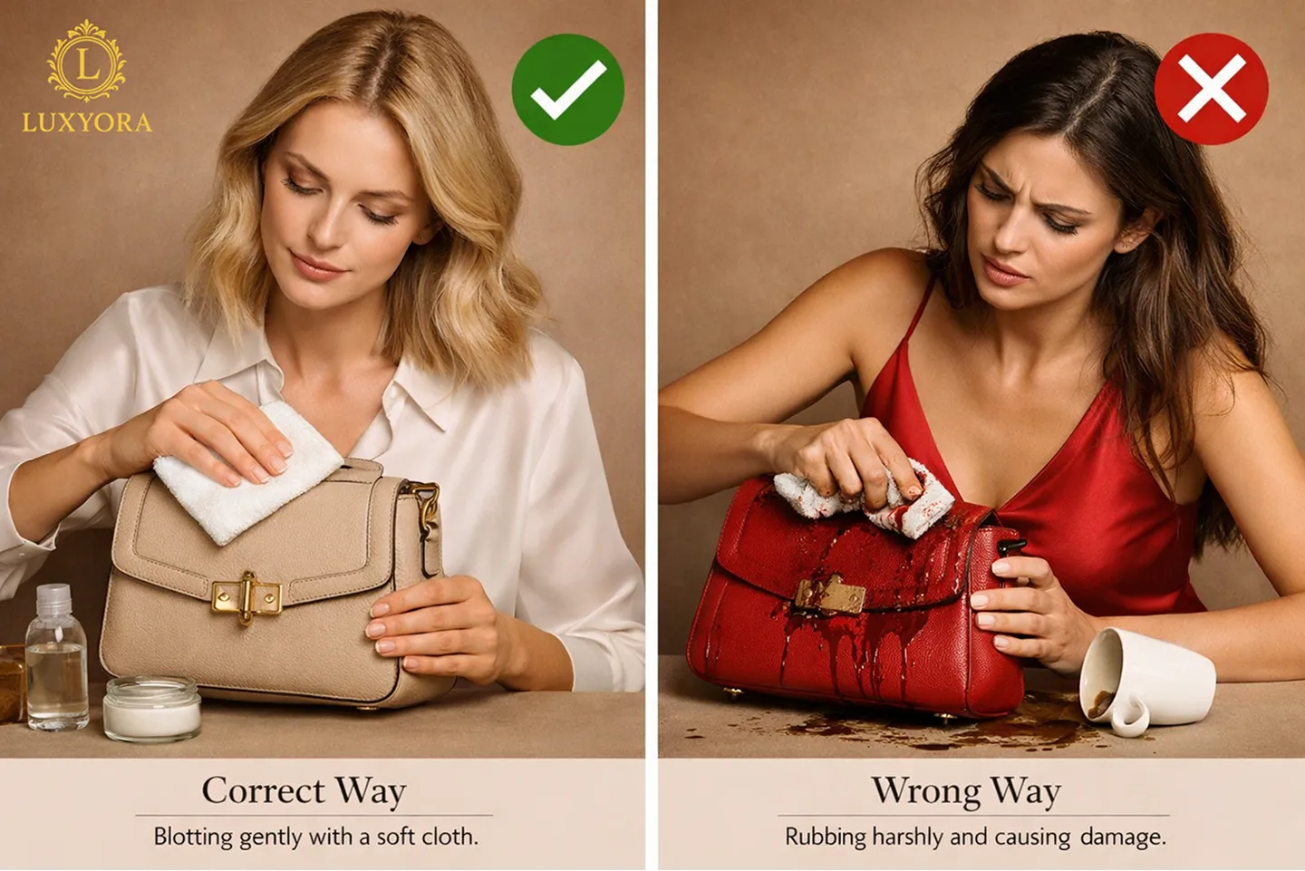 remove stains from handbags